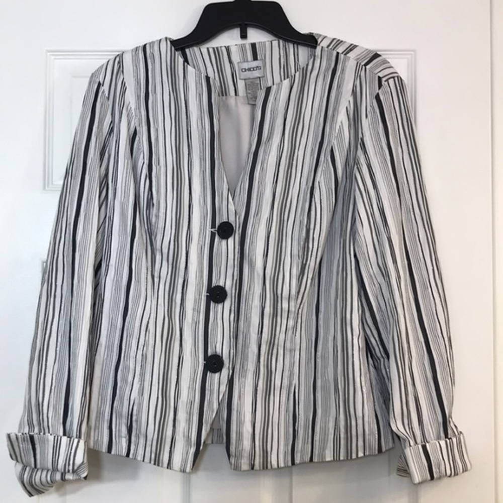 Chico's Button Front V Neck Jacket-Size M